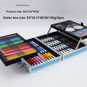 Set <span class=keywords><strong>de</strong></span> <span class=keywords><strong>Pintura</strong></span> para Niños <span class=keywords><strong>de</strong></span> 145 Piezas en Caja <span class=keywords><strong>de</strong></span> Aluminio <span class=keywords><strong>de</strong></span> Doble Capa, con Pinceles, Acuarelas, Crayones y Materiales <span class=keywords><strong>de</strong></span> Arte, Modelo CN ZHE <span class=keywords><strong>de</strong></span> 145 Piezas - Product Image 4