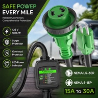 Protector Contra Sobretensiones GUANKAI de 30 Amperios y 125V/250V, Cable Adaptador con Bloqueo Tipo Dogbone para RV |   Cable de Protección Contra Sobrecargas NEMA 5-15P NEMA L5-30R de 18 Pulgadas