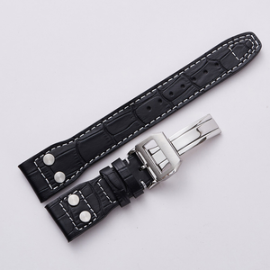 Bracelets de <span class=keywords><strong>montre</strong></span> en <span class=keywords><strong>cuir</strong></span> de luxe 20 mm <span class=keywords><strong>avec</strong></span> fermoir à rivets et fermoir pliant pour IWC Mark 17, brun foncé, noir, 21 22 mm OEM - Product Image 5