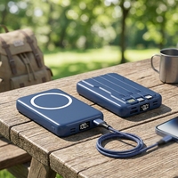 Batteries externes de haute qualité 10000 mAh avec affichage LED, sans fil, câbles intégrés, pour voyages et usage quotidien en extérieur
