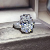Bague ovale en moissanite 10 carats couleur D pour femme, style audacieux entièrement en moissanite, mode européenne en gros