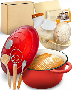 Olla de <span class=keywords><strong>hierro</strong></span> <span class=keywords><strong>fundido</strong></span> <span class=keywords><strong>esmaltado</strong></span> multifunción no tóxica para sopa, cazuelas y horno holandés para hornear pan de masa madre - Product Image 1