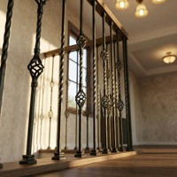 Balustrade d'escalier intérieure moderne en fer forgé à double panier avec main courante, produit de garde-corps BH, garantie 5 ans, décoration intérieure