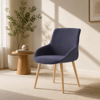 Fauteuil pivotant de détente bleu avec mousse moulée et base en bois massif pour bureau, hôtel, maison