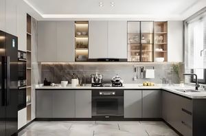 Armoires de cuisine modulaires en bois massif, design personnalisé, armoire moderne - Product Image 2