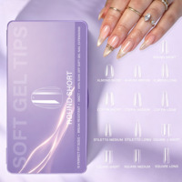 300 Uñas Postizas Acrílicas PMMA en Forma de Ataúd, Almendradas, Stiletto, Cuadradas Redondeadas, Sistema de Extensión de Uñas de Cobertura Completa, Puntas de Gel Suave para Arte de Uñas