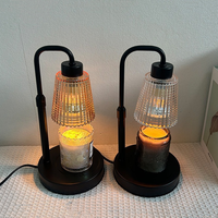 Lampe chauffe-bougie électrique noire avec fonction de fusion de cire parfumée, minuterie, intensité réglable et hauteur ajustable