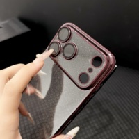Coque de téléphone transparente de luxe électroplaquée à paillettes pour iPhone 18 Pro Max 17 Pro, coque arrière rigide en PC avec strass, vente en gros
