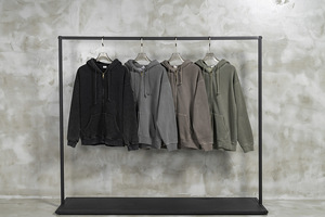 H5536 Proveedores Chinos de Ropa, Serie de Colores Intensos, Sudaderas con Cierre de Cremallera de Mezcla de Algodón de 380 g/m², Sudaderas con Lavado Vintage - Product Image 2