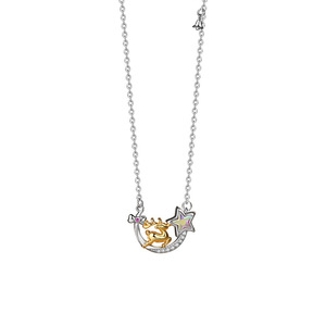 Collar con Colgante de Estrella y Luna Celestial de Plata S925 con Dragón Dorado y Cristales de Estrás para Mujer, Cadena de Serpiente, Ideal para Uso Diario - Product Image 1
