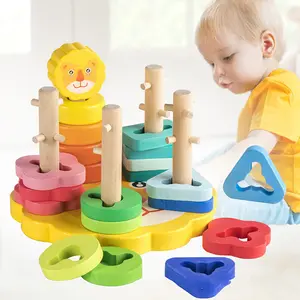 Penjualan Terbaik Mainan Edukasi Montessori Anak-anak Mainan Montessori Multifungsi Mainan Geometri Kayu