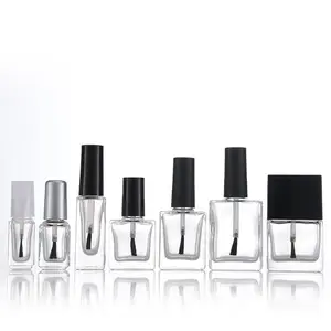 China Supplier Wholesale Private Label Customized Luxury Fancy Clear Crystal Empty Nail Varnish Polish Glass Bottle With Brushes