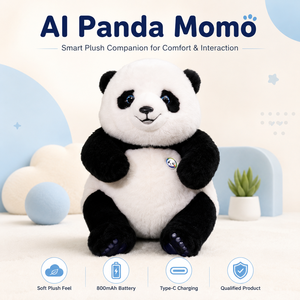 Jouet en peluche parlant IA Panda <span class=keywords><strong>Momo</strong></span> F-202 alimenté par GPT, 35 cm, noir et marron, compagnon interactif IA pour enfants, respectueux de l'environnement, expédition immédiate - Product Image 1