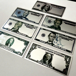 Lot de 7 cartes de dollars en feuille d'or - Billets de jeu imprimés colorés, monnaie argentée pour accessoires de jeu de Mahjong américain, cadeaux de fête - Product Image 1