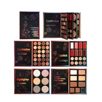 Palette de maquillage pour les yeux 55 couleurs, palette de maquillage vegan avec highlighter, rouge à lèvres et blush, format livre