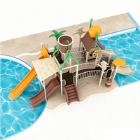 Equipo de Juegos Acuáticos de Fibra de Vidrio para Parques de Diversiones, Casa de Agua Personalizada para Niños con Múltiples Toboganes y Funciones de Rociado