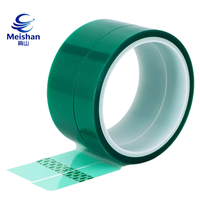 Ruban isolant haute température Meishan Green PET, acrylique, sans résidu, résistant aux acides et aux alcalis, pour scellage de sacs et composants électroniques