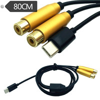 Cable de Audio USB Tipo C a 2 RCA Hembra de 0.8m, Compatible con LeEco Pro 3, Le Max X900, 1MAX