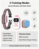 Collier de dressage pour chien à distance 1000M, étanche IPX7, 100 niveaux de choc, vibration, bip, prend en charge 3 chiens, rechargeable pour chiens de toutes tailles