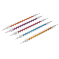 NAILIFEI – Ensemble de 5 stylos à double embout pour nail art avec pointe fine pour le pointillage (plastique et métal)