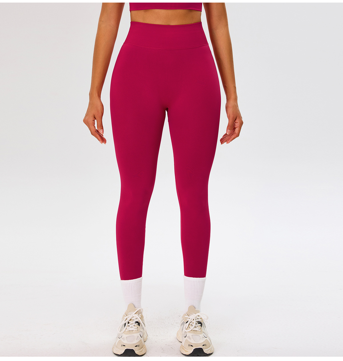 High-Waisted Yoga Pants Elastic Waist Slim-Fit Workout Activewear Solid Outdoor Running Fitness Tummy Control Yoga Legging