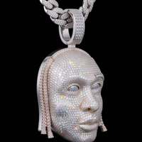 Oferta Especial: Colgante de Plata de Ley 925 con Moissanita Estilo Hip Hop, Joyería de Alta Gama con Incrustaciones Completas para Hombre, Cadena Personalizada