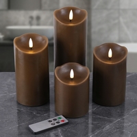 Bougies LED sans flamme télécommandées vert militaire effet cire, forme pilier incliné, pour décoration intérieure Matti's