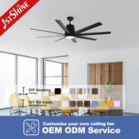 Ventilateur de plafond 1stshine de 64 pouces avec pales en ABS, qualité commerciale, personnalisable OEM/ODM, économe en énergie, innovant, sûr, avec éclairage LED