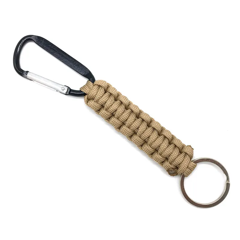 Paracord llavero trenzado Kit cordón con mosquetón Clip llavero cordón anillo gancho para acampar al aire libre senderismo