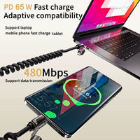 Câble spiralé 4-en-1 240W en alliage de zinc et cuivre pur avec blindage tressé et gaine TPE pour CarPlay, mobile, ordinateur portable et caméra