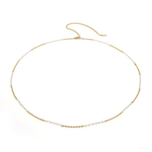 <span class=keywords><strong>Collier</strong></span> en acier inoxydable plaqué or 18 carats sans ternissement Chaîne <span class=keywords><strong>de</strong></span> taille en <span class=keywords><strong>perle</strong></span> d'imitation délicate d'été pour femmes O250009 - Product Image 6