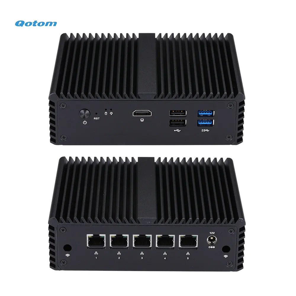 5 LAN Mini PC Q750G5 J4125 processore Quad Core 2.0 GHz Fanless Soft Home Router Firewall