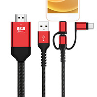 Câble adaptateur micro USB C 3 en 1 HD 1080P compatible avec les téléphones, les téléviseurs/projecteurs/moniteurs, les applications de microphone