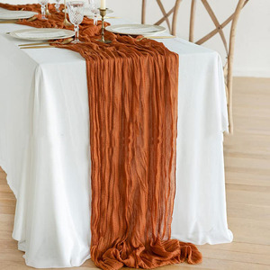 Taille personnalisée 400cm chemin de table de mariage 90 couleurs Jacquard tissé étamine gaze fromage tissu décoration - Product Image 1