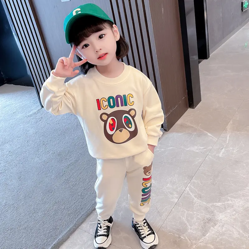 Toddler Boy Girl Clothes Set Tie Dye Long Sleeve Velvet Sweatshirt Tracksuit Top and Sweatpants 2Pcs Fall Winter Outfit Sets 1-6 Years 