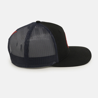 Broderie personnalisée Logo Privé Étiquette Tissé Patch Camionneur Chapeau 5 Panneau Structuré Maille Chapeau De Camionneur