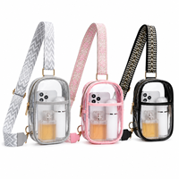 Sac à bandoulière transparent en PVC, approuvé pour les stades, mini sac à main pour téléphone avec large sangle jacquard en forme de guitare, quincaillerie dorée, 20x15x4cm