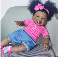 Poupée Reborn MILA de 24 pouces, peau foncée, réaliste, afro-américaine, simulation de bébé, jouet pour enfants, cadeau de collection