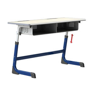 Bureau d'école moderne en gros, sièges doubles réglables, bureau d'étude pour étudiants, ensemble de bureau et de chaise pour salle de classe - Product Image 3