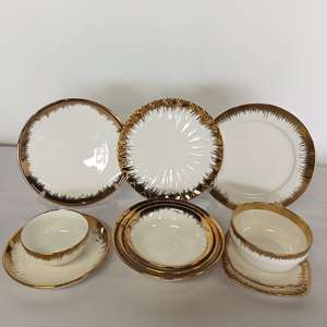 Juego de <span class=keywords><strong>Vajilla</strong></span> de Cerámica <span class=keywords><strong>Blanca</strong></span> <span class=keywords><strong>y</strong></span> <span class=keywords><strong>Dorada</strong></span> de Lujo, Platos de Cena Chapados en Oro, Fabricante de <span class=keywords><strong>Vajilla</strong></span>, Producto Popular al por Mayor - Product Image 6
