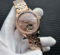 Montre-bracelet mécanique pour hommes, décontractée, quotidienne, boîtier en or rose, cadran blanc, bracelet en acier inoxydable