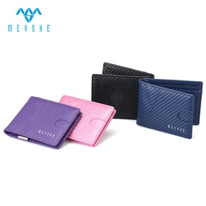 Portefeuille de pince à billets RFID en cuir PU en Fiber de carbone <span class=keywords><strong>violet</strong></span> de haute qualité avec logo en relief unisexe pour étui Airtag - Product Image 6