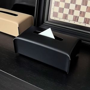Caja de pañuelos de cuero clásica de lujo ligero estilo Ins, impermeable y multiusos, para mesa de centro de sala de estar, decoración de alta gama - Product Image 1
