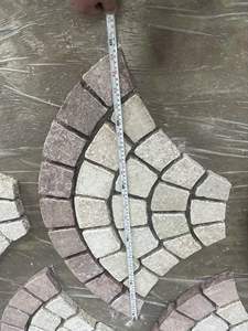 Dalles de pavage en granit rouge violacé et jaune, <span class=keywords><strong>moins</strong></span> chères, à motif naturel en éventail, flammées sur quatre côtés, pour allée, jardin, passerelle et autres - Product Image 3