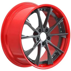 YTD Wholesale Private Production 5 Holes Polished Red 16/19/21/23/24 Inch 2 Piece 5X100 5X114.3 5X120 Psssenger Car Forged Wheel
