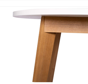 Mesa de centro redonda minimalista de madera de pino sólido, sala de estar mesa para/comedor, asequible - Product Image 5