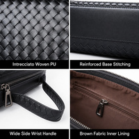 Sac à main en cuir PU tissé pour homme, grande capacité, léger, style coréen, noir, fabricant en gros, ODM OEM