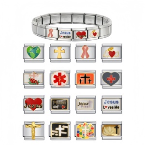 Pulsera de dijes italianos al por mayor, con dijes de Jesús, corazón, ángel con alas de 9mm, de acero inoxidable, eslabones para pulsera, joyería religiosa DIY - Product Image 1