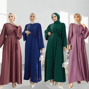 Abito Lungo Mediorientale da <span class=keywords><strong>Donna</strong></span>, <span class=keywords><strong>Vestito</strong></span> <span class=keywords><strong>Musulmano</strong></span>, Abito Lungo Turco-Dubai con Ricami Pesanti di Paillettes e Strass - Product Image 1