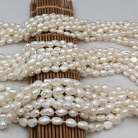Perles en vrac de culture d'eau douce naturelles en forme de riz, très demandées pour la fabrication de bijoux